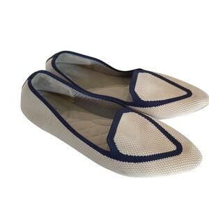 Birdies Blackbird Loafer Flats Women's Sz 10.5 Eggshell/Navy‎ Knit Slip On Shoes
